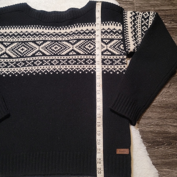 NWT Roots Vintage Ski Wool Blend Sweater in Black and Cream Sz S - Picture 6 of 7